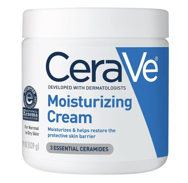 CeraVe Moisturizing Cream, Body and Face Moisturizer for Dry Skin, Body Cream with Hyaluronic Acid and Ceramides, Daily Moisturizer, Oil-Free, Fragrance Free, Non-Comedogenic, 19 Ounce